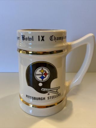 1975 Pittsburgh Steelers Bowl Ix 9 Ceramic Stein Mug (vintage Collectable)