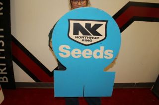 Vintage Nk Northrup King Seed Corn Soybean Bean Farm 2 Sided 30 " Sign