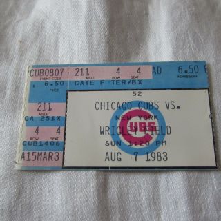 1983 Vintage Chicago Cubs Vs York Baseball Game Ticket Stub Wrigley Field