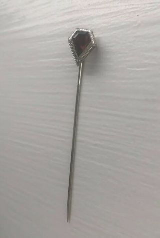 Antique Early 1900’s Stick/ Hat Pin 14k White Gold Multi Faceted Garnet
