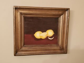 Vintage 1974 Still Life Fruit Lemons Oil On Canvas Framed Painting