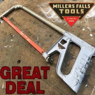 Vintage Miller Falls Hack Saw - Usa Made Buck Rogers Era Hacksaw
