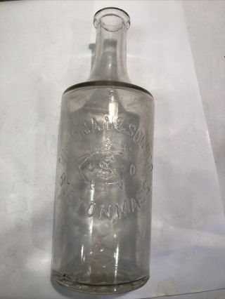 Vintage T.  Noonan & Sons Co.  Clear Barber Bottle Boston Ma 7”