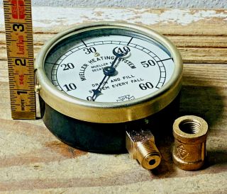 LARGE Vintage MUELLER Brass Pressure Gauge,  Antique,  Steam,  Boiler,  STEAMPUNK 3