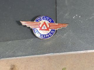 Vintage Delta Airlines Sterling Silver Enamel Service Pin