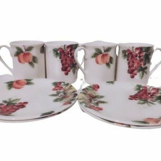 Royal Doulton Everyday Vintage Grape Flat Cup & Saucer Set Of 4