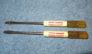 2 Vintage Advertising Screwdrivers Schuler Hardware Pearl City Il