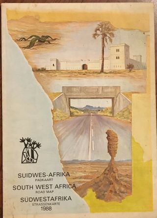 Vintage 1988 South West Africa Road Map Namibia