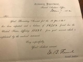 Antique 1861 - 2 CIVIL WAR Treasury Dept.  RECRUITER signed Adj Gen 17th Infantry 2