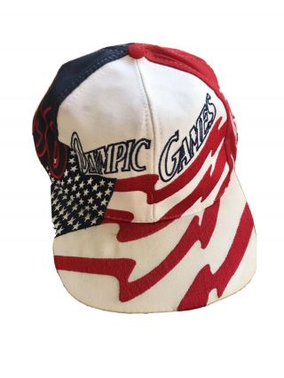 Vintage 1996 Atlanta Olympic Games Patriotic Flag Design Snapback Hat Usa