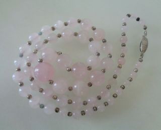Vintage,  Rose Quartz Graduated Beads Long Necklace. 3