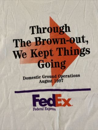 Vintage 1990 ' s T - Shirt Size XL UPS Brown - out,  August 1997 Federal Express 2