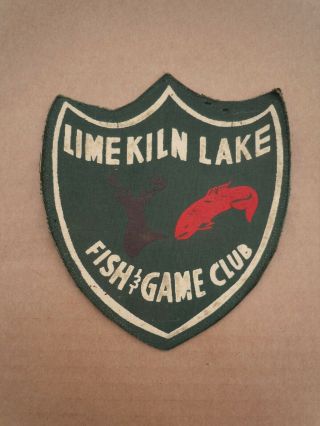 Vintage Limekiln Lake Fish & Game Club Patch,  Inlet Ny Adirondacks 4 1/2 " X 5 1/4 "