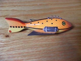 C Hines Heddon Style Bat Wing Fish Decoy In Orange Scales 5 "