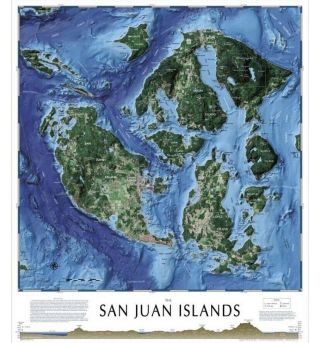 Tahoe Maps Presents San Juan Islands Pictorial Map Laminated Poster 24”x28”