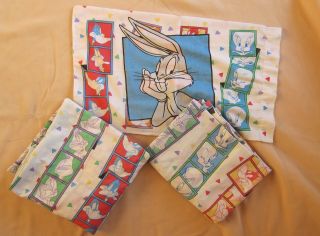 Vintage Warner Bros Looney Tunes Full Size Sheets (flat & Fitted),  1 Pillowcase