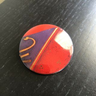 Vintage Mcm Mid Century Modern Abstract Enameled Round Pin Brooch Art