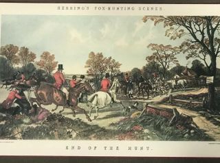Antique Herring’s Fox - Hunting Scenes Engraving “end Of The Hunt” Italy 13x18”