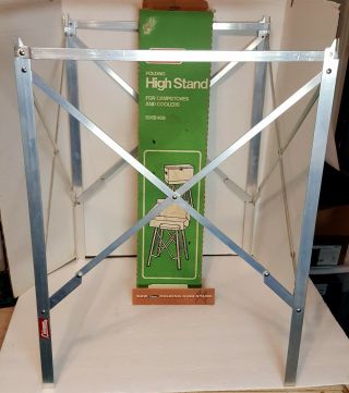 Vintage 1979 Coleman Aluminum Folding High Stand For Camp Stoves Coolers W/ Box