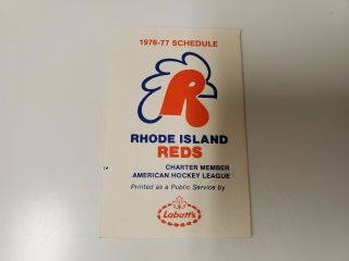 Rs20 Rhode Island Reds 1976/77 Minor Hockey Pocket Schedule - Labatt 