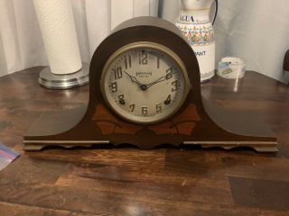 Antique Mantel Clock Wood Eight 8 - Day Chime Ingraham T330 Model Needs Work
