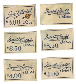 Dorothy Dodd Shoes & Gold Medal Shoes - Vintage Embossed Shoe Store Price Signs