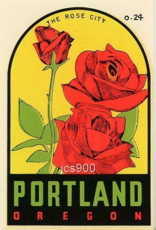 Vintage Portland Oregon Rose City Souvenir Lindgren Turner Travel Decal