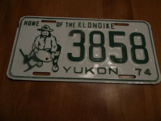 1974 Yukon Canada License Plate Tag 3858 Home Of The Klondike Gold Panner Miner