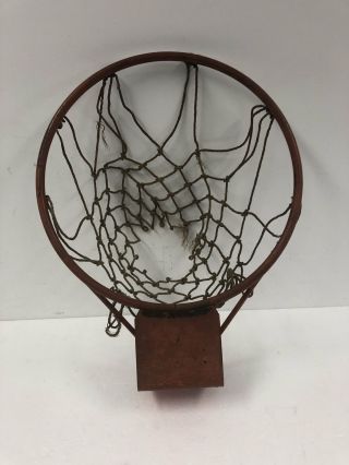 Vintage Basketball Rim Hoop Net Antique Orange Old Rustic Wall Art Decor Hanging