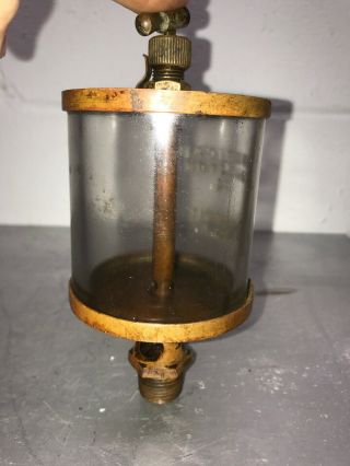 American Injector Co.  Brass Oiler Embossed Glass Hit Miss Gas Engine Antique 3
