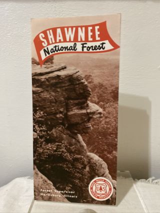 Vintage 1964 Shawnee National Forest Map Travel Tourist Brochure Guide