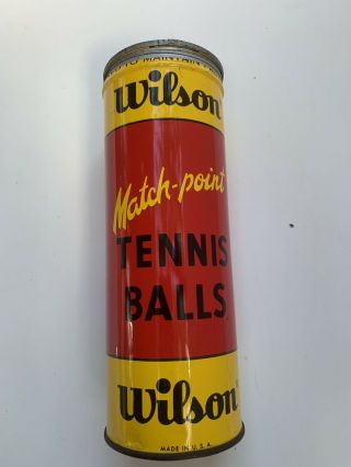 Vintage 1950s Wilson Match Point Tennis Balls Empty Metal Tin Seam Can