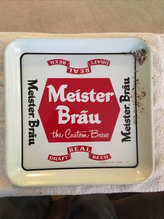 Peter Hand Brewery Chicago Meister Brau Vintage Beer Tray 13”x13” Early 1960’s