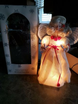 Silvestri 10 Light Tree Top Angel Porcelain Doll Christmas Tree Topper - Vintage