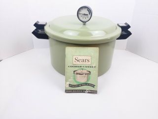 Vintage Avocado Green Sears Pressure Cooker Canner 409a