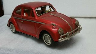 Vintage Volkswagen Vw Beetle Tin Bandai Japan Battery Operated Toy Car