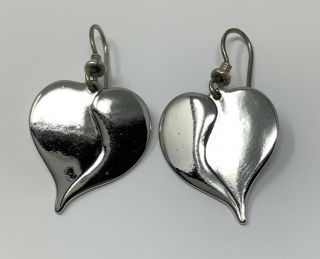 Vintage Laurel Burch Silver - Tone Heart Pierced Earrings (8 G. ) (b)