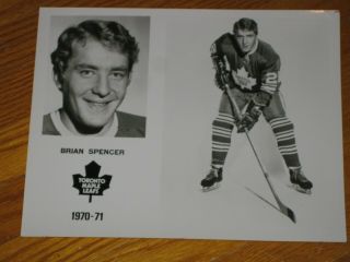 1970 - 71 Toronto Maple Leafs Brian Spencer Nhl Media Photograph / Picture
