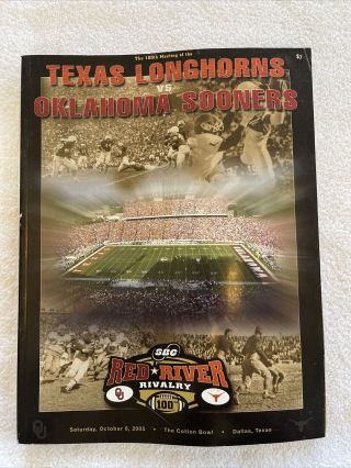 Vintage Football Program Texas Vs Ou Oklahoma Sooners 2005