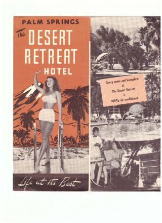 Palm Springs California Desert Retreat Hotel Vintage Travel Brochure