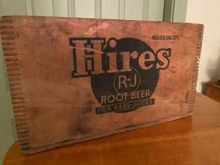 Antique Old Hires Rj Root Beer Dovetailed Wooden Crate Box