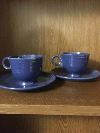 Vintage Fiesta Ware By Homer Laughlin Cobalt Blue Cup And Saucer Set Of Two