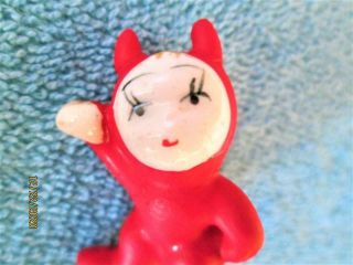 Vintage Miniature Red Ceramic Devil Halloween Figure