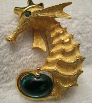 Vintage Signed Lg (lin - Gal) Seahorse Brooch