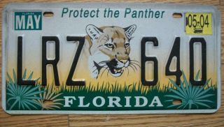 Single Florida License Plate - 2004 - Lrz 640 - Protect The Panther