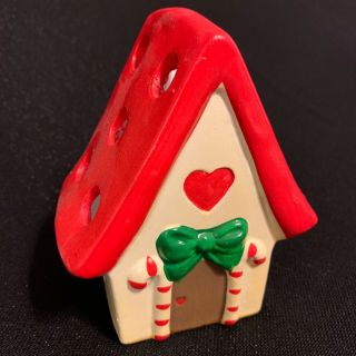 Vintage Candy Cane Holder Holiday Ceramic Cottage Gingerbread House IN THE BOX 3