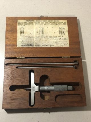 Vintage Lufkin Rule Co Style Micrometer Depth Gauge No 531n W/case Usa Made