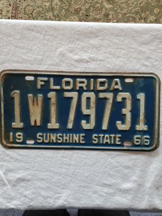 Florida 1966 License Plate (1w179731) Sunshine State