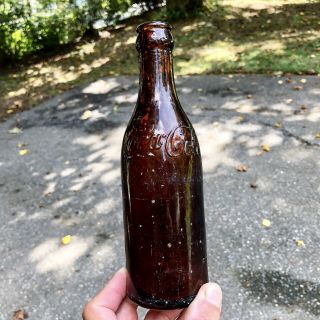 Early Antique Amber Straight Side Coke Bottle Coca - Cola Baltimore Md Script