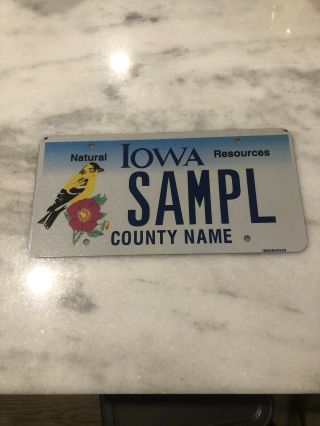 Iowa Natural Resources Bird Sample License Plate " Sampl " Ia